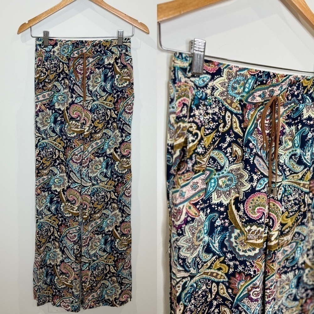 Love Culture Paisley Palazzo Sheer Pants with Pockets (S)
